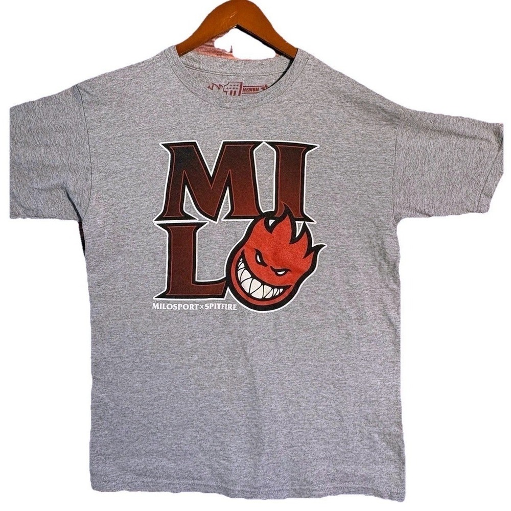 Spitfire Wheels x Milosport T Shirt Size M Gray SkateBoarding‎ Bighead Colab